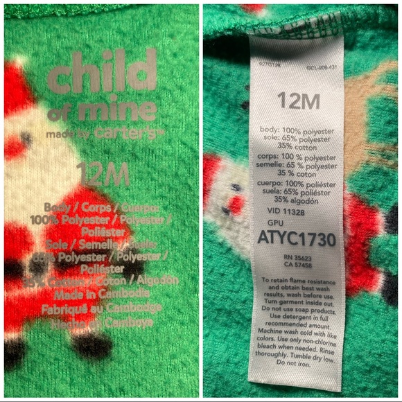 Carters Santa and Reindeer Sleeper - Picture 4 of 4